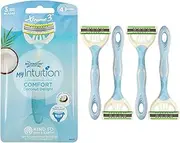 Wilkinson Sword - MyIntuition Comfort Coconut Delight Xtreme 3 - Disposable Razor - Razor with 3 Flexible Blades for Women - Comfortable Hair Removal with Lubricating Strips - Pack of 4