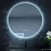 Simplus LED Wall Mirror 700MM Round Bathroom Mirrors for Wall Mounted Anti-Fog Smart Touch Switch Vanity Makeup Mirror(Backlit Light)