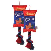 2x Paws & Claws Funtails Dog 39cm Lollies Snacks Oxford Tugger w/ Rope/Squeaker