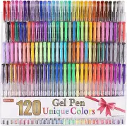 Gel Pens, 120 Colours Gel Colouring Pens for Adults Pack, Gel Pen Set with Glitt