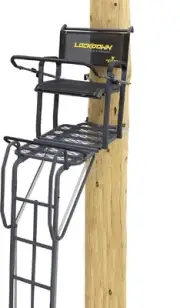 Rivers Edge Lockdown 21' Wide 1-Man Ladder Tree Stand Extra Wide Platform, Gray