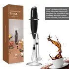 Double whisk Milk Frother Handheld mixer, Foam Maker for Coffee latte (Black).