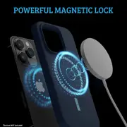 iPhone 15 Pro Compatible Case Cover With Liquid Silicone And Compatible With MagSafe Technology - Navy