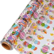 shareluck 100ft Easter Cellophane Wrap - Easter Cellophane Wrapping paper for Gift Baskets, Treat-Easter Design & Eggs Cellophane. (100ft Long x 16” Wide)