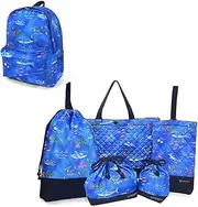 [COLORFUL CANDY STYLE] NU307400 School Entrance School Entrance 6-Piece Set, Lesson Bag, Shoe Case, Drawstring Bag, Gymnastics Clothing Bag, Lunch Bag, Cup Bag, Small Items, Rucksack, Blue Lagoon, Boys,