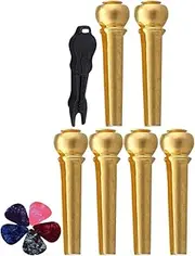 Sosoport 1Set Guitar String Pin with Puller Guitar Accessories Including String Pins Picks and Pin Puller Easy Installation for Acoustic Guitar Maintenance
