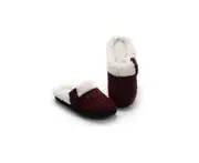 Unisex Cozy Memory Foam Slippers Fuzzy Wool-Like Plush Fleece Lined House Shoes - Red