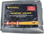 POLYTUF Heavy Duty Tarp Waterproof 7.3m x 9.1m Silver/Black - Heavy Duty Tarpaulin for Camping, Trailer, Equipment, Cargo & Roof Covers