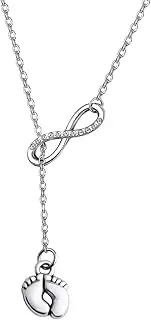 Baby Feet Lariat Necklace New Mom Necklace New Baby Gift