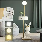 Indoor Floor Lamps Floor Lamp with Table, Wooden End Side Table Floor Lamp, Bedside Nightstand Light for Small Spaces with Drawer, Modern End Table with Floor Lamp for Bedroom, Living Room, Office Sta