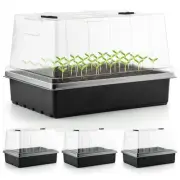4-Pack Thick Plastic Seed Starter Trays – Durable Germination Kit with 5" Hum...