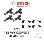 R53 MINI Cooper S JCW GP Genuine Bosch 380cc Fuel Injectors Set of 4 + ADAPTORS