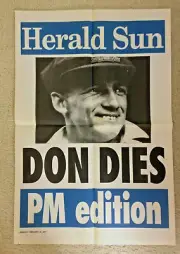 Don Bradman Cricket Mega Rare Memorial Tribute Poster.