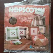 Hopscotch Cross Stitch Fabric 14 Count Yellows & White 15x15" NEW Unopened
