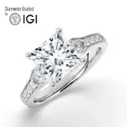 Princess Solitaire Labgrown Diamond Engagement Ring 18k White Gold 5.55 Ct