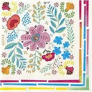 Talking Tables Colorful Floral Paper Napkins Serviettes Disposable Tableware for Afternoon Tea Table Decorations | Festival Summer Picnic, Kids Encanto Themed Birthday Party, 20 Pac, Pink Blue Yellow
