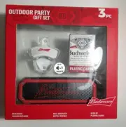 Budweiser Outdoor Party Gift set! W/ Bluetooth speaker & cards Fathers day gift!