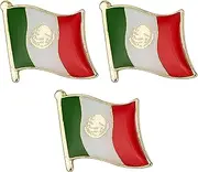 [Panda Loco] 3 X Mexico National Country Flag Lapel Metal Enamel Pin Badge, One Size, Metal