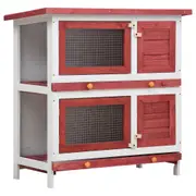 Outdoor Rabbit Hutch 4 Doors Red Wood vidaXL