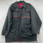 VTG Wrangler Jacket Mens XXL Trail Duster Outer Westernwear Red Accents Black US
