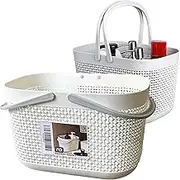 NDBOX 2pcs Bathroom Storage Basket with Handles | Cleaning Caddy | Plastic Shower Storage | Shelf Organisers Basket | Multipurpose Cleaning Storage Caddy