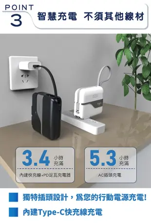 Cager PD151W 三合一 45W PD 快充行動電源 (8.3折)