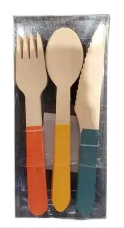 CELEBRATE IT, THANKSGIVING PARTY CUTLERY, 8 FORKS, 8 SPOONS, 8 KNIVES, WOODEN