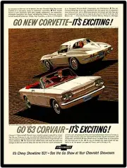 1963 Chevrolet Corvette & Corvair New Metal Sign: Sting Ray & Corvair Monza