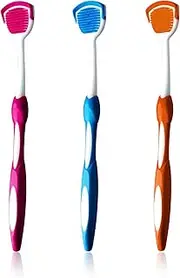 3PCS Tongue Scraper Set, Tongue Cleaner for Fresh Breath, 3 Tongue Scrapers in Blue, Orange, Red