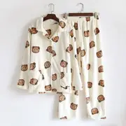 Couple Matching Bear Fleece Pajama Set Women - Set of 2 - Top & Pants - Off-White - XL