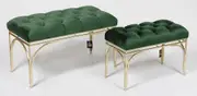 2piece Metal bench seat emerald velvet