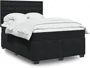 Box Spring Bed with Mattress Black Queen Velvet,Beds & Bed Frames-3293399