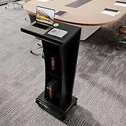 GYDUHYE - Wooden Podium Stand with Wheels, LED Light with Wheels, Clear Standing Podium for Office, Classroom, Restaurant, Reception, Hostess Station, Mobile (Color C)
