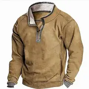 Men's Sweatshirt Fleece Hoodie Quarter Zip Sweatshirt Black Blue Green Khaki Gray Standing Collar Plain Zip Up Sports Outdoor Casual Daily Streetwear Cool Spo