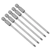 Uxcell 5 Pcs 3Mm Slotted Tip Magnetic Flat Head Screwdriver Bits 1/4 Inch Hex S