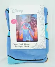 Disney Lilo and Stitch - Stitch Sunset Palm Trees Super Plush Throw Blanket New