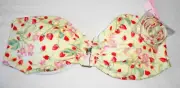 Victoria's Secret Bandeau Bikini Top Yellow Strawberry XL Strapless Or Tie Strap