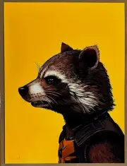 "GUARDIANS OF THE GALAXY" ROCKET RACCOON ART PRINT MIKE MITCHELL S/N #582/885