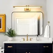 MantoLite Dimmable Picture Wall Light, 15 W, Brass, 60 cm, LED Bathroom Mirror Light with Rotating Lamp Head for Hotel Restaurant Arc Arm, 3000 K / 4500 K / 6000 K Bed Reading Lights Display Lamps