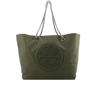 二手商品9.5成新_TORY BURCH Ella 再生尼龍鏈帶托特包(橄欖綠)