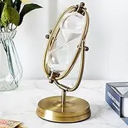 DJAPWPX Hourglass Timer 30 Minutes Sand Clock Timer Vintage Metal Sand Watch Antique Glass Sandglass with White Sand Decorative Hour Glasses for Desk Office Home Room Table Book Shelf
