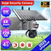 4G SIM Card Farm Solar Security Camera 128GB 24/7 LIVE VIEW PTZ QHD 2K Outdoor