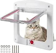 YOYIAG Cat Flap Inner Door Magnetic Dog Flap Dog Door: YOYIAG White Collar Fly Screen for Cats Dogs Door Safety Gate with Inner Doors Glass Insect Protection Tunnel Cat Litter Tray Dog Flap