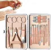 Manicure Pedicure Set - Set Of 18 Nail Clippers Toenail Clippers Kit,Stainless Steel Professional Facial Hand Foot Cuticle Nail Care Tools With Luxurious Travel Case For Home