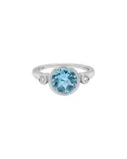 14K Diamond .06 ct. & 2.4 ct. Swiss Blue Topaz Ring