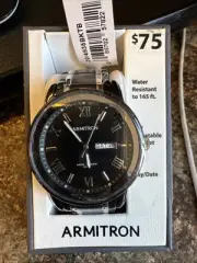 Armitron Mens Dual Tone Black/Steel Day Date Adjustable Link Watch 20/4935BKTB