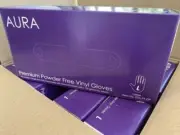 Aura premium powder free vinyl gloves 400/ct / SIZE: small / Read description
