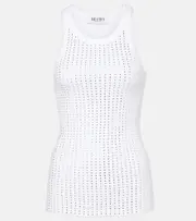 [The Attico] The Attico Embellished cotton jersey top AU 14 white