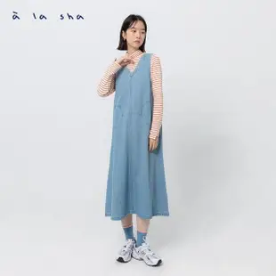 【a la sha】牛仔V領氣質背心洋裝