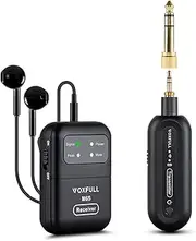 VOXFULL Stereo Wireless in Ear Monitor System 2.4G Wireless IEM System with Transmitter Clip on Receiver Automatic Pairing in-Ear Monitoring for Church,Stage,Live Performance (M6S)